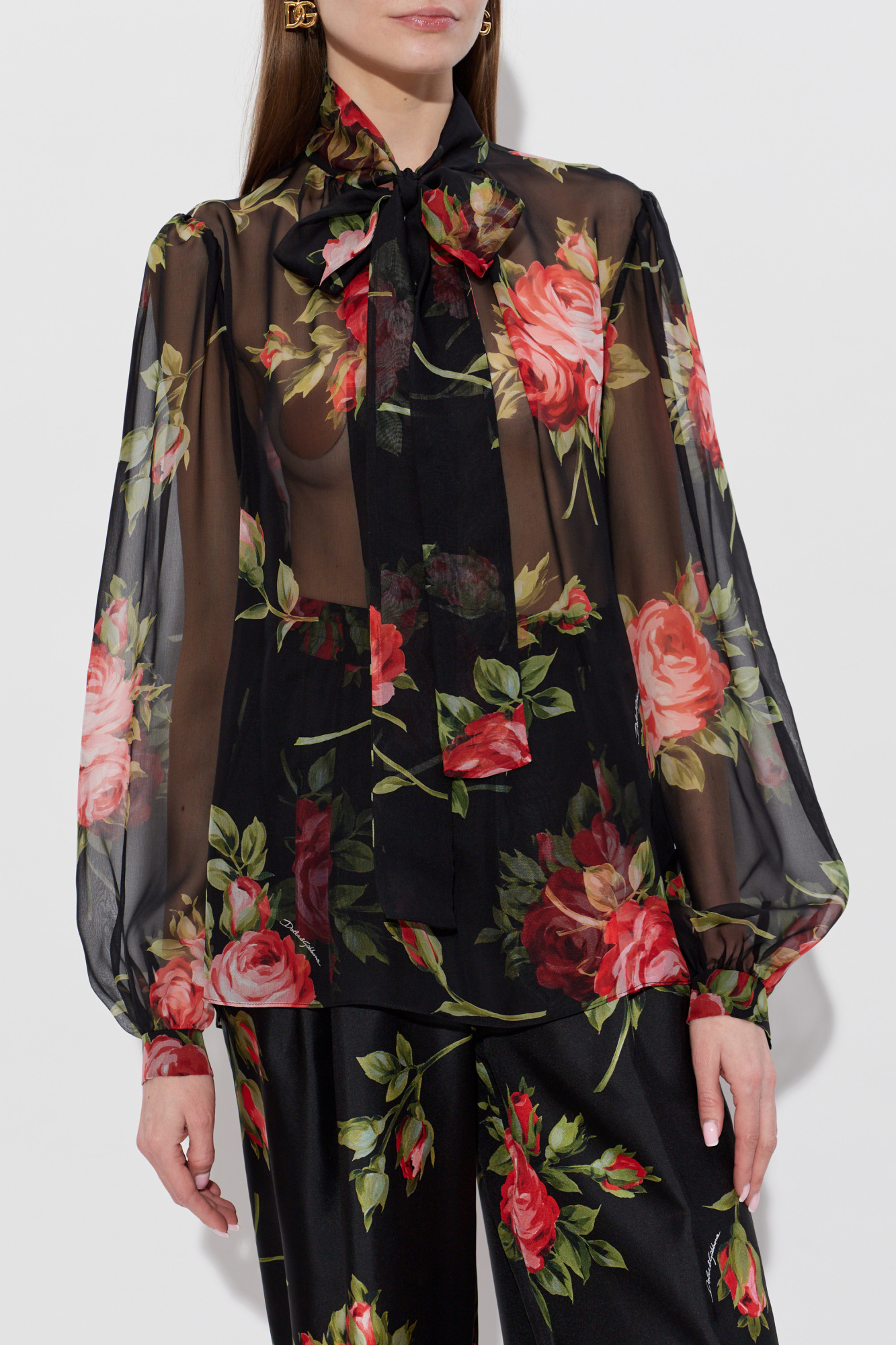 Dolce & Gabbana Silk shirt with floral motif | Women's | Vitkac